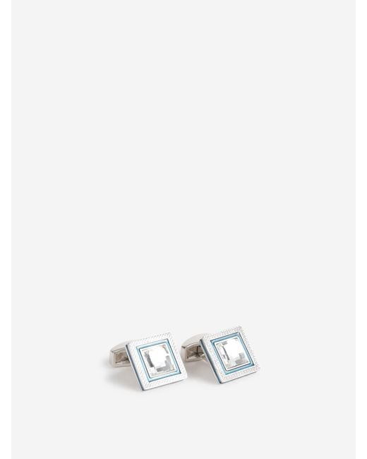 Tateossian White Swarovski Square Cufflinks for men