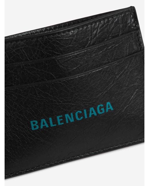 Tarjetero Piel Logo di Balenciaga in Black da Uomo