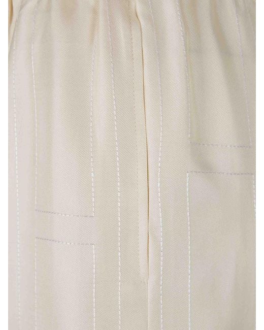 Totême White Monogram Wide Leg Trousers