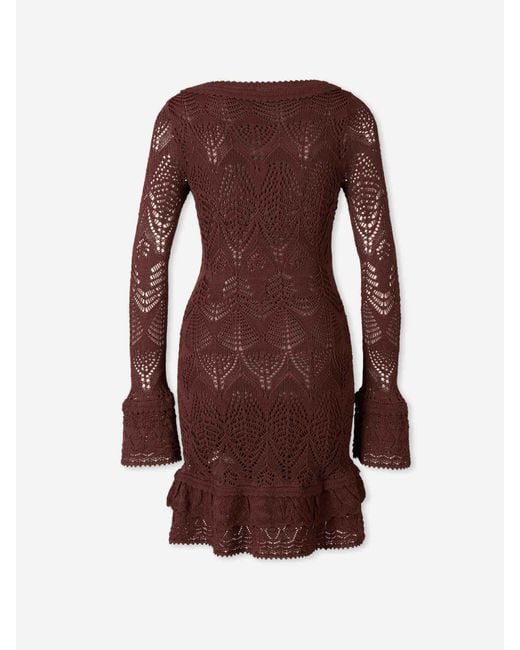 Staud Brown Mini Lace Dress
