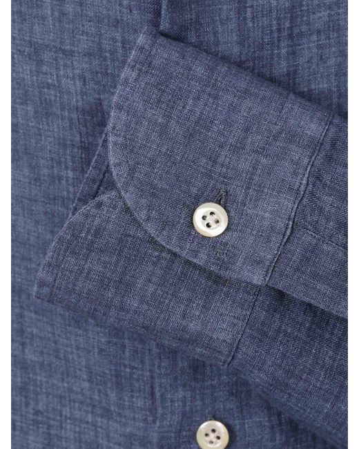 Camisa Lisa Lino Santa Eulalia de hombre de color Blue