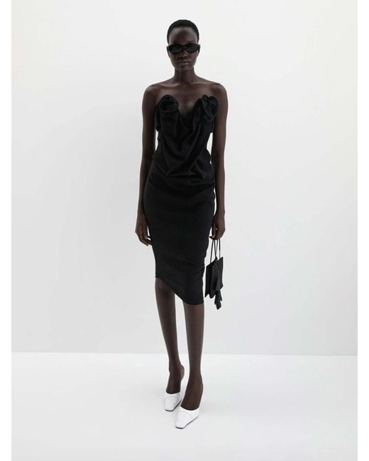 Magda Butrym Black Draped Floral Dress