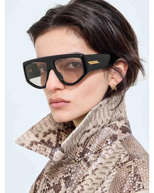 Bottega Veneta Black Classic Shield Sunglasses