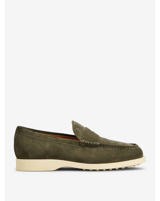 Tod's Green Suede Loafers for men