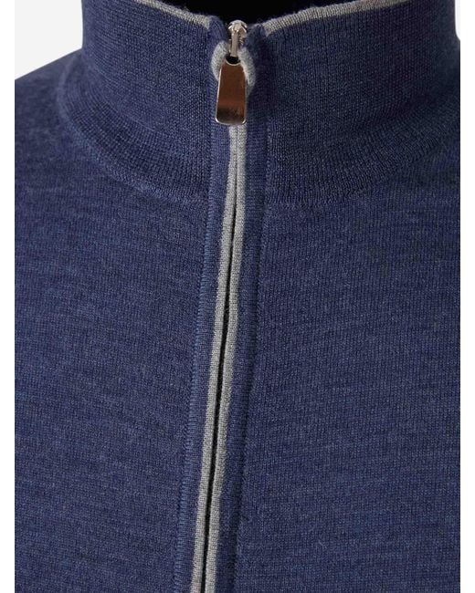 Santa Eulalia Blue Wool Cardigan Zipper for men