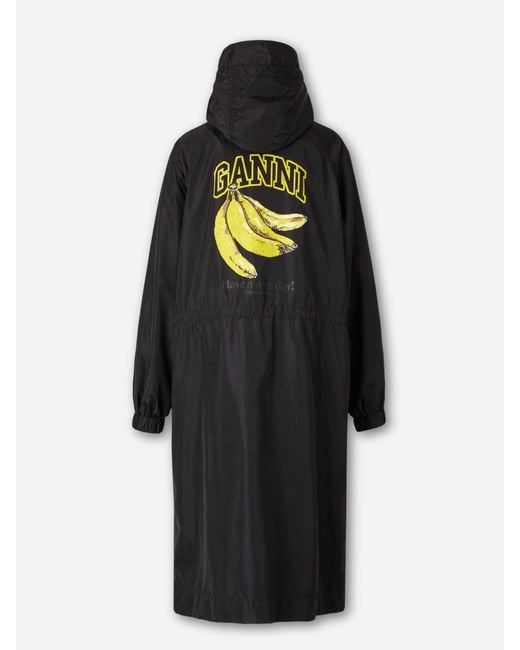 Ganni Black Long Technical Parka