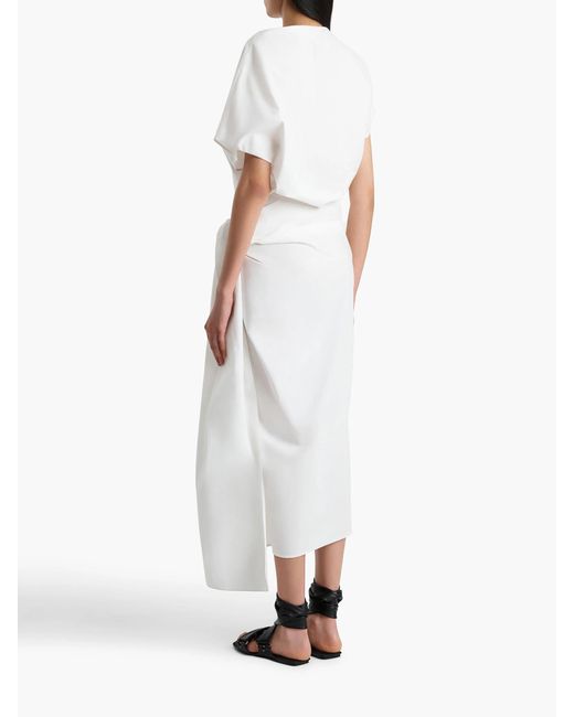 Khaite White Draped Midi Dress