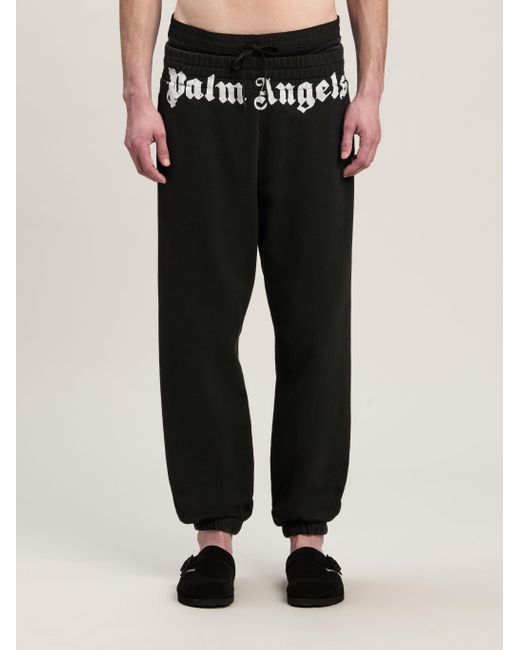 Palm Angels Black Joggers Logo Cotton for men