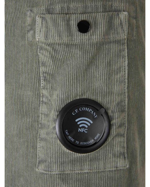 C P Company Gray Cotton Corduroy Overshirt for men