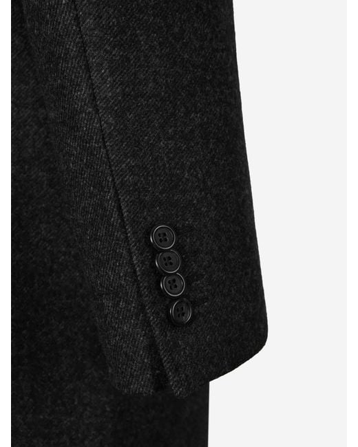 Canali Black Long Wool Coat for men