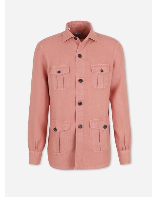 Vincenzo Di Ruggiero Pink Plain Linen Shirt for men