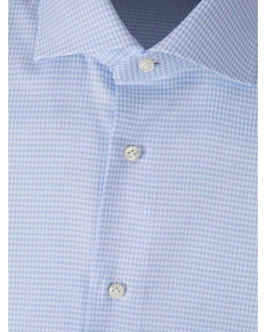 Santa Eulalia Blue Houndstooth Shirt for men