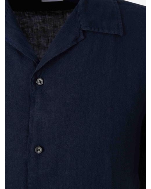 Santa Eulalia Blue Short Sleeve Linen Shirt for men