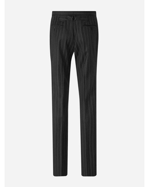 Santa Eulalia Black Formal Striped Wool Trousers for men