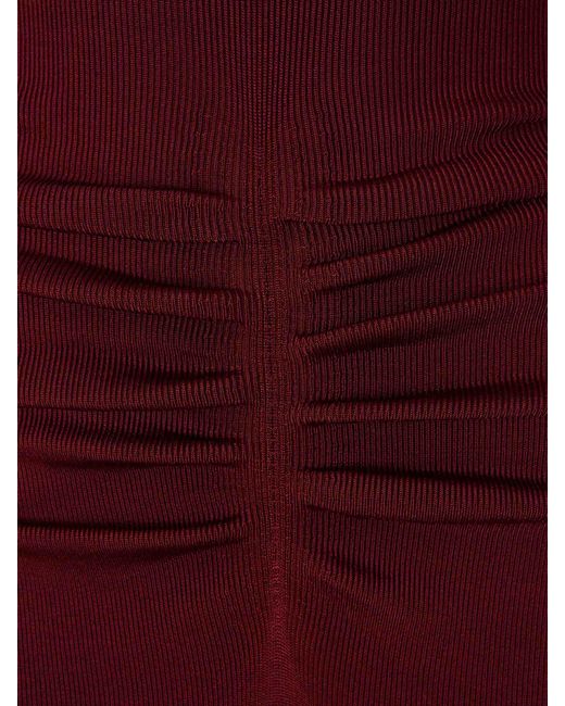Roland Mouret Purple Gathered Knit Dress