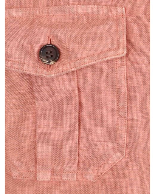 Vincenzo Di Ruggiero Pink Plain Linen Shirt for men