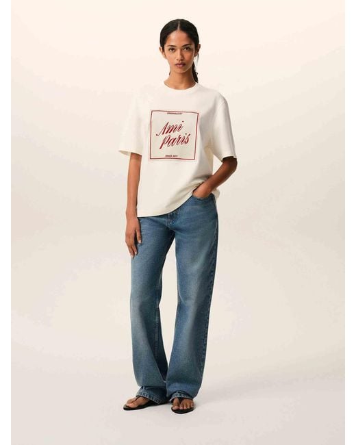 AMI White Short-Sleeved T-Shirt Made Of Thick Cotton Jersey