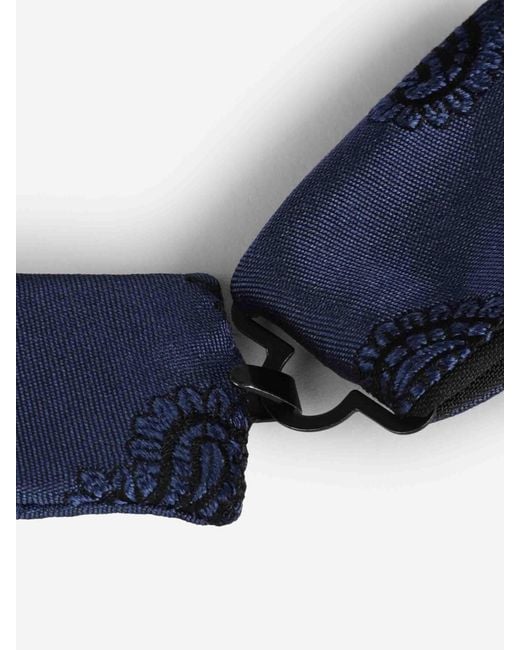 Petronius Blue Paisley Silk Bow Tie for men