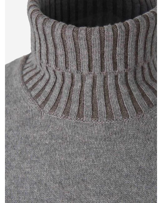 Gran Sasso Gray Cashmere Turtleneck Sweater for men
