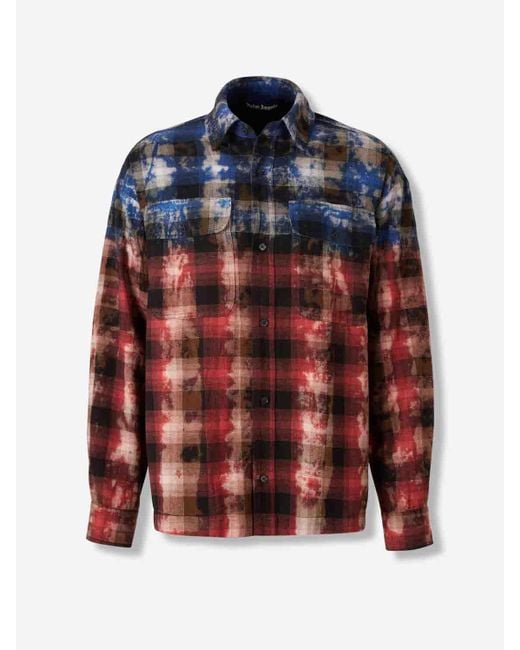 Palm Angels Camisa Cuadros Estampado in Red für Herren