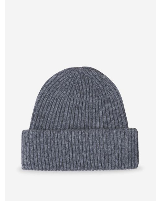 Fedeli Blue Cashmere Knitted Hat Stone for men