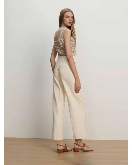 Veronica Beard Natural Cassidee Wide Leg Trousers