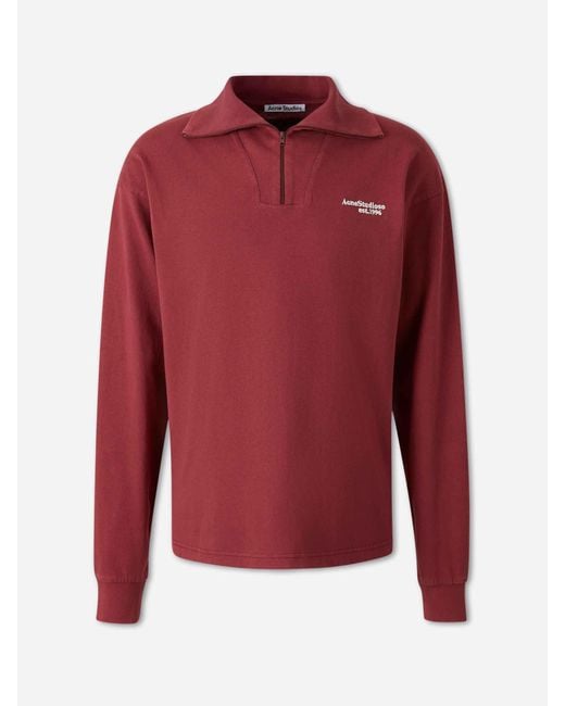 Acne Red Logo Sweatshirt Cotton for men