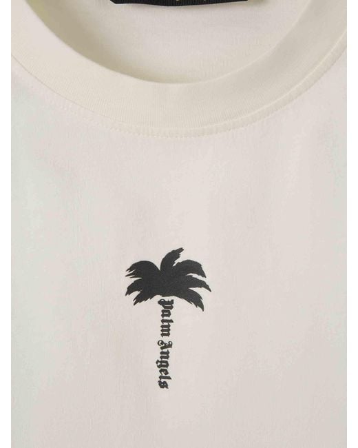 Palm Angels White Short Sleeve T-Shirt Palm Tree for men