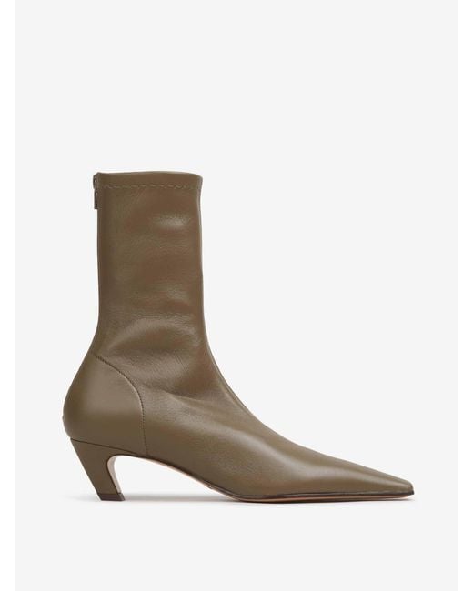 Khaite White Arizona Stretch Ankle Boots
