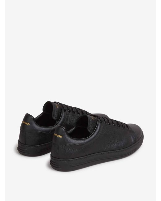 Tom Ford Black Leather Sports Shoes for men