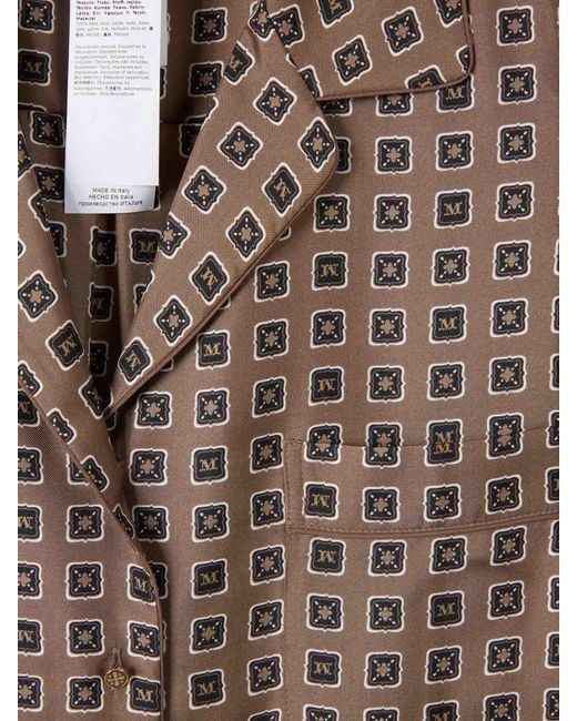 Max Mara Brown Printed Silk Shirt
