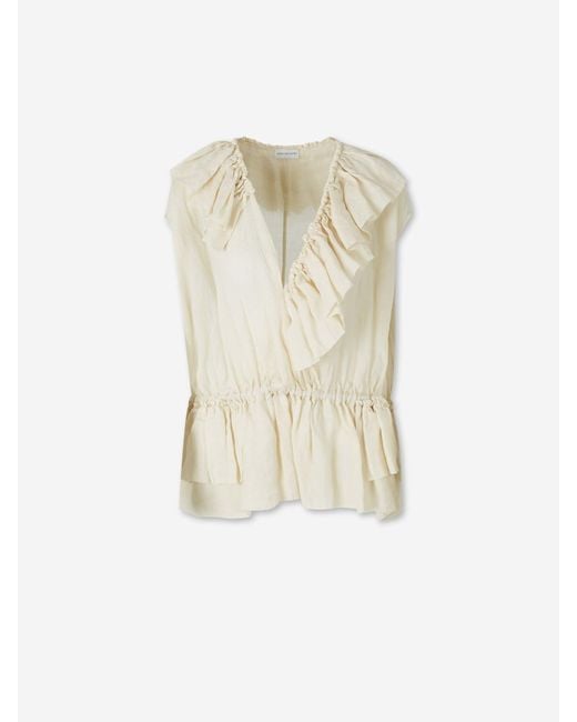 Dries Van Noten White Muslin Ruffled Top