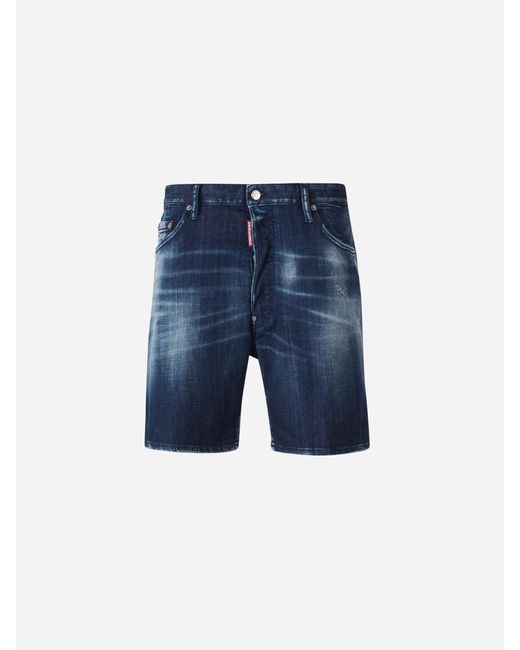DSquared² Blue Cotton Denim Bermuda Shorts for men