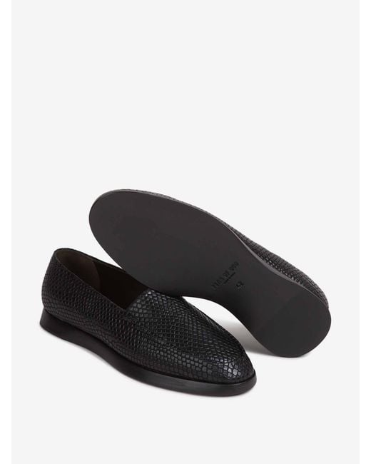 Fear Of God Black Moccasins Snakeskin Embossed for men