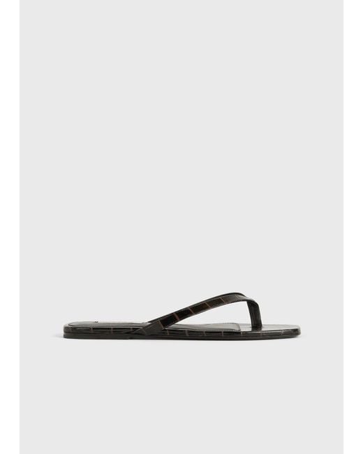 Totême White Croco-Embossed Flip Flops