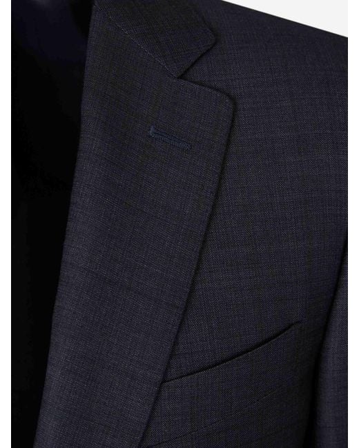 Canali Blue Straight Wool Suit for men