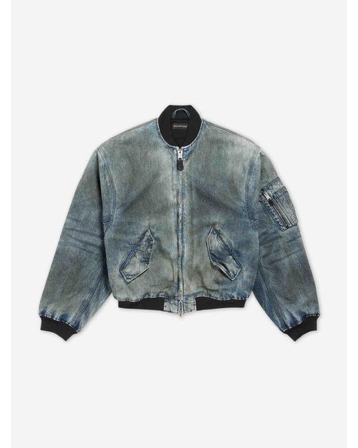 Balenciaga Blue Denim Bomber Jacket for men