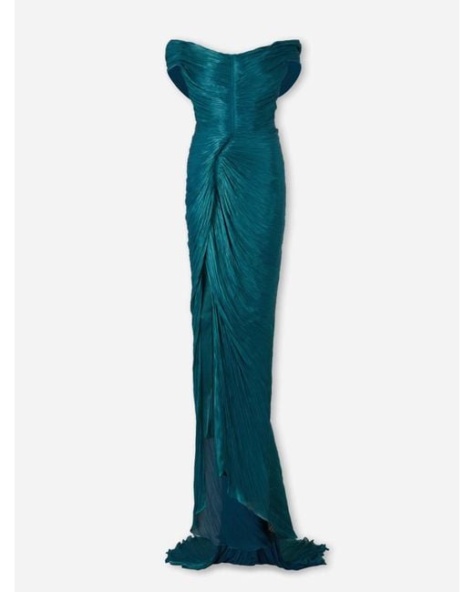 Marmar Halim Blue Maxi Rüsch Kleid