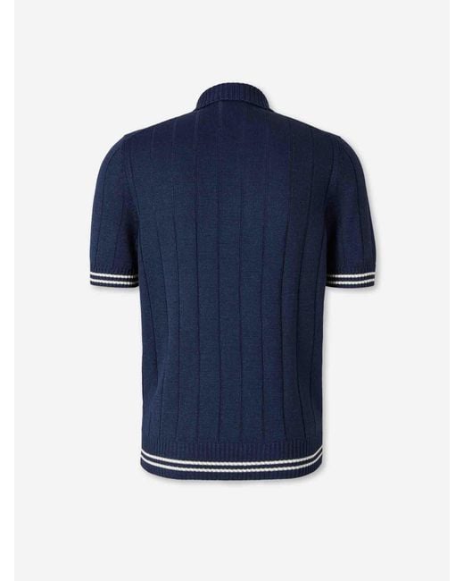 Santa Eulalia Blue Linen Knit Polo Shirt for men