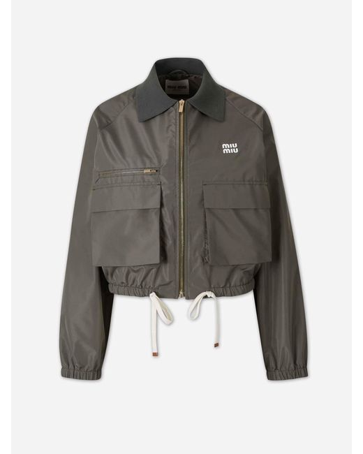 Miu Miu Gray Technical Cropped Jacket