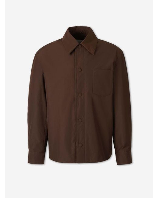 AMI Brown Plain Polyester Cotton Overshirt for men