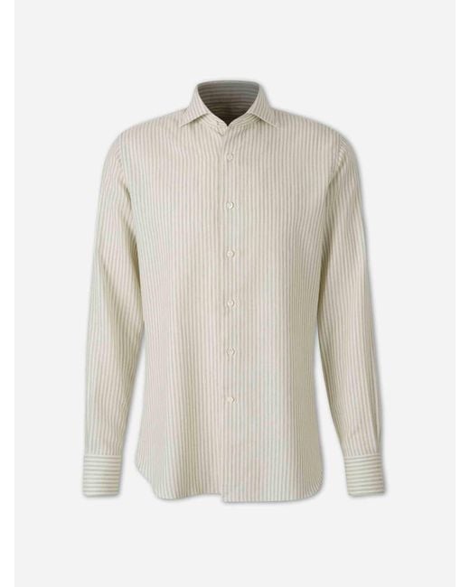 Santa Eulalia White Striped Cotton Shirt for men