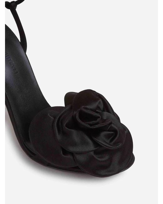 Magda Butrym Black Satin Flower Sandals
