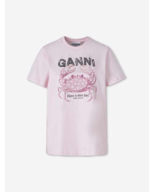 Ganni Pink Short Sleeve Crab T-Shirt