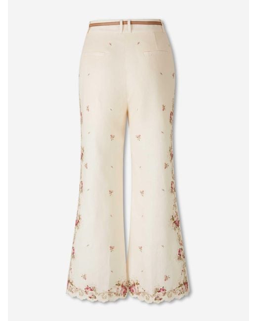 Zimmermann Natural Floral Flared Pants