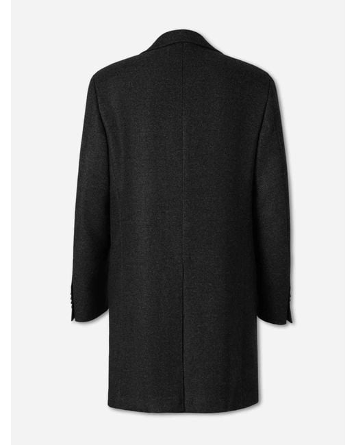 Canali Black Long Wool Coat for men