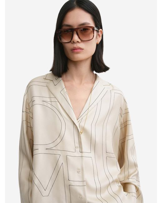 Totême  White Seidenbluse Mit Monogramm