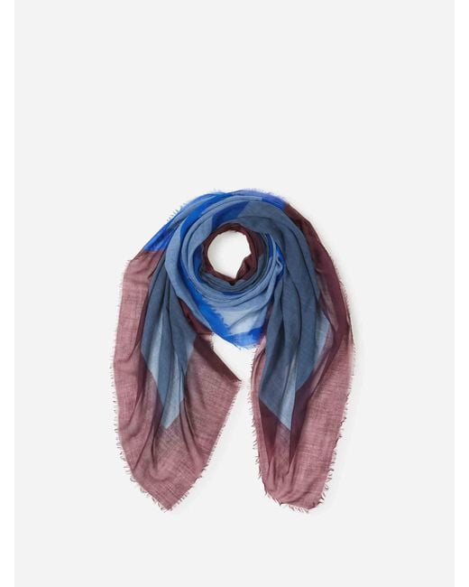 CASHÀ Blue Geometric Pattern Scarf