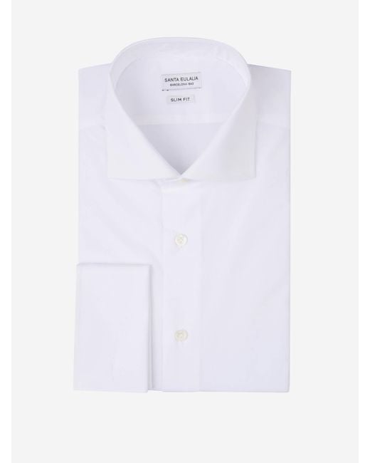 Santa Eulalia White Plain Cotton Shirt for men