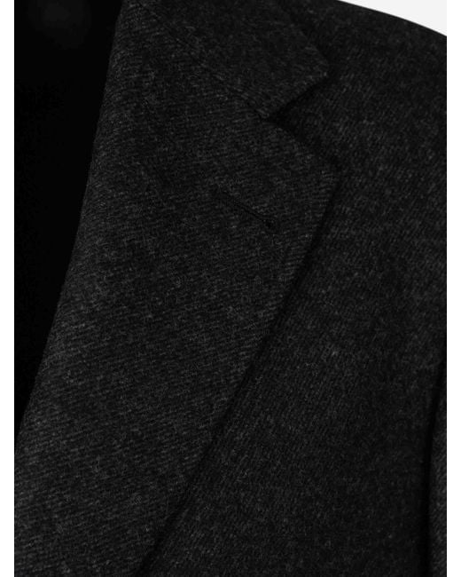 Canali Black Long Wool Coat for men